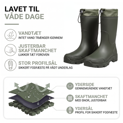 Gummistøvler dame og herre beige set forfra