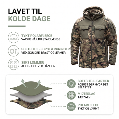 Fleecejakke herre i CP-camouflage set bagfra