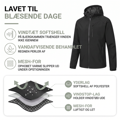 Overgangsjakke unisex set bagfra med hætte