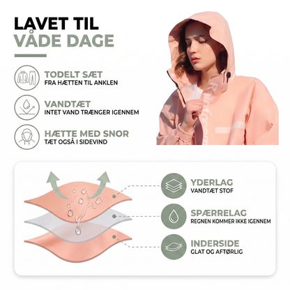 Regntøj dame beige set forfra