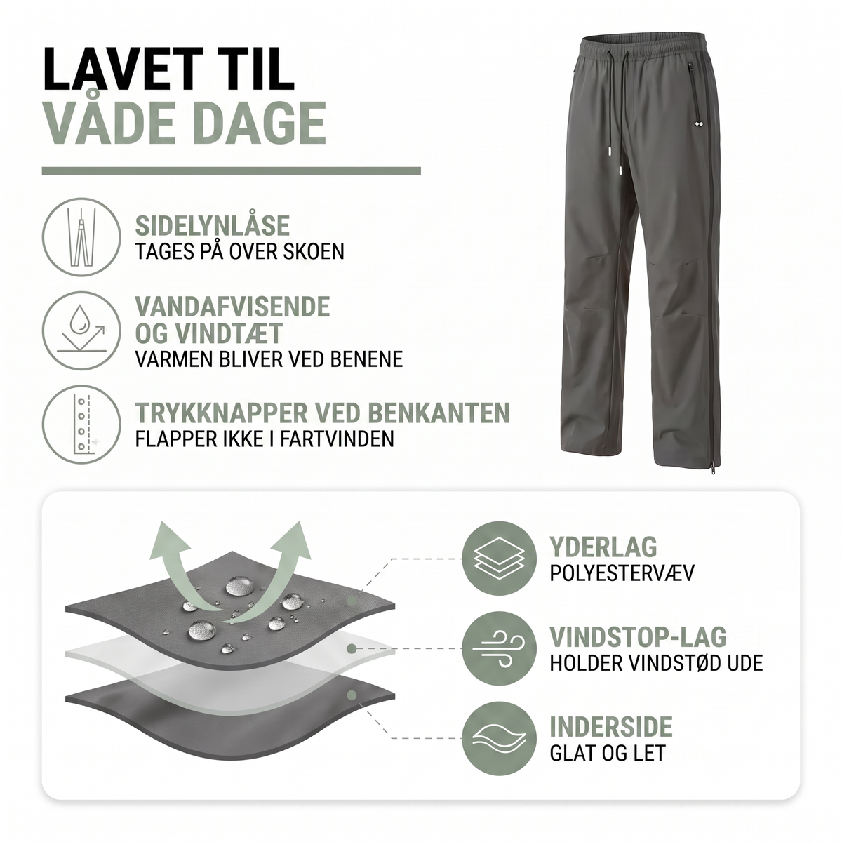 Regnbukser i grå – set bagfra