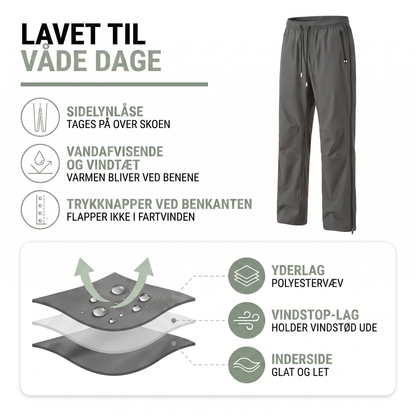Regnbukser i grå – set bagfra
