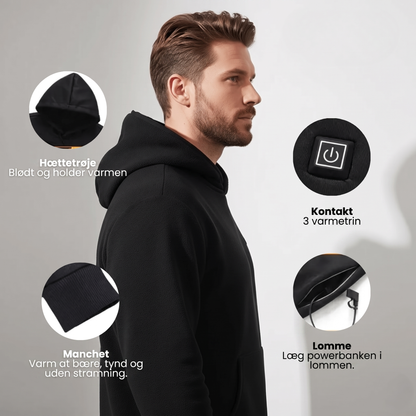 Heated hoodie set bagfra med varmezoner