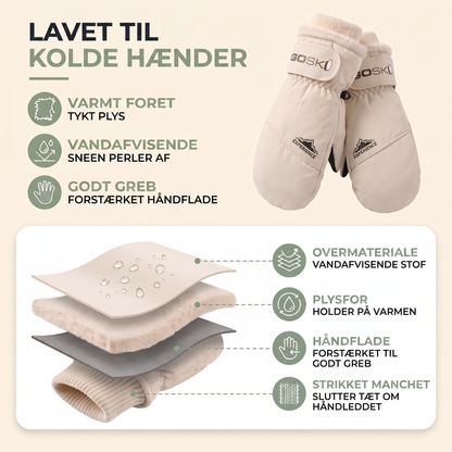 Skihandsker dame lyserød detalje af strikkant