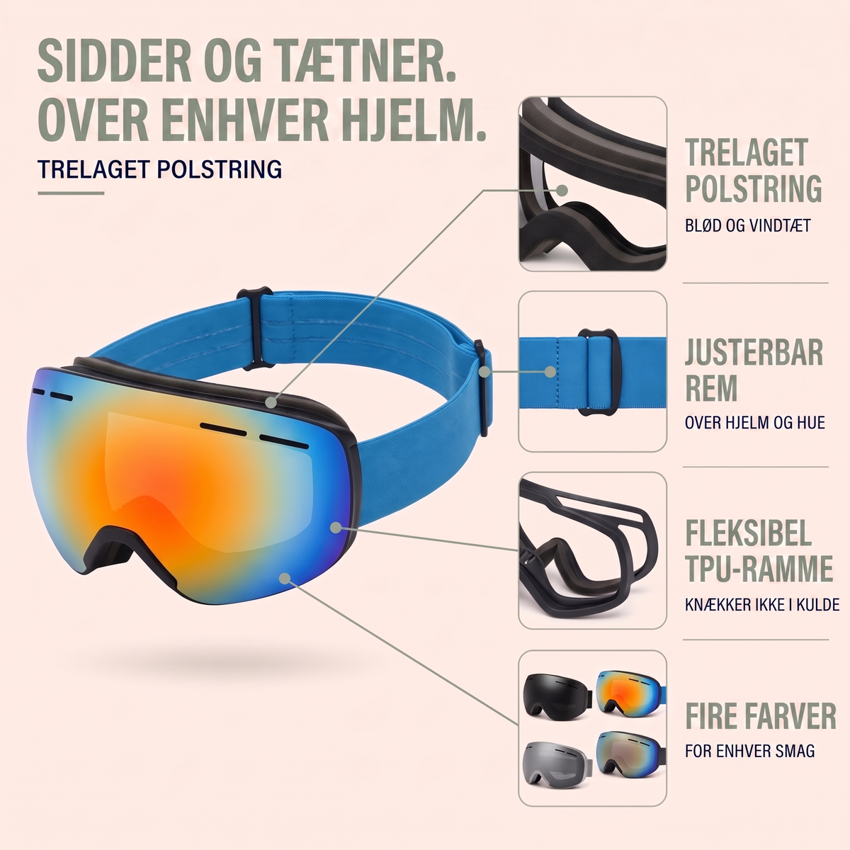 Skibriller i rosa på model