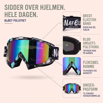 Skibriller på model over hjelm