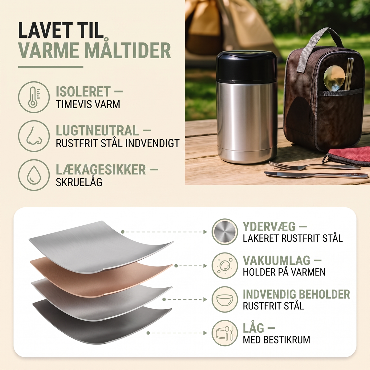 Termobeholder til mad i blå med låg åbent