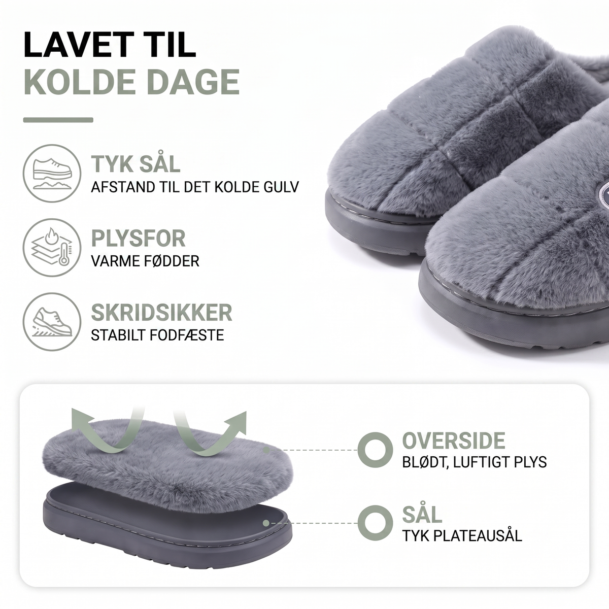 Hjemmesko i brun – set fra siden