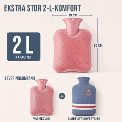 Varmedunk i rosa set fra siden