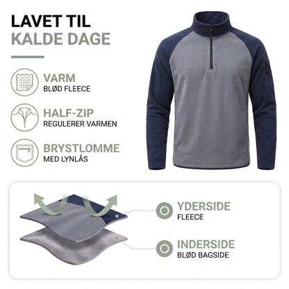 Fleecetrøje herre kaffebrun set forfra