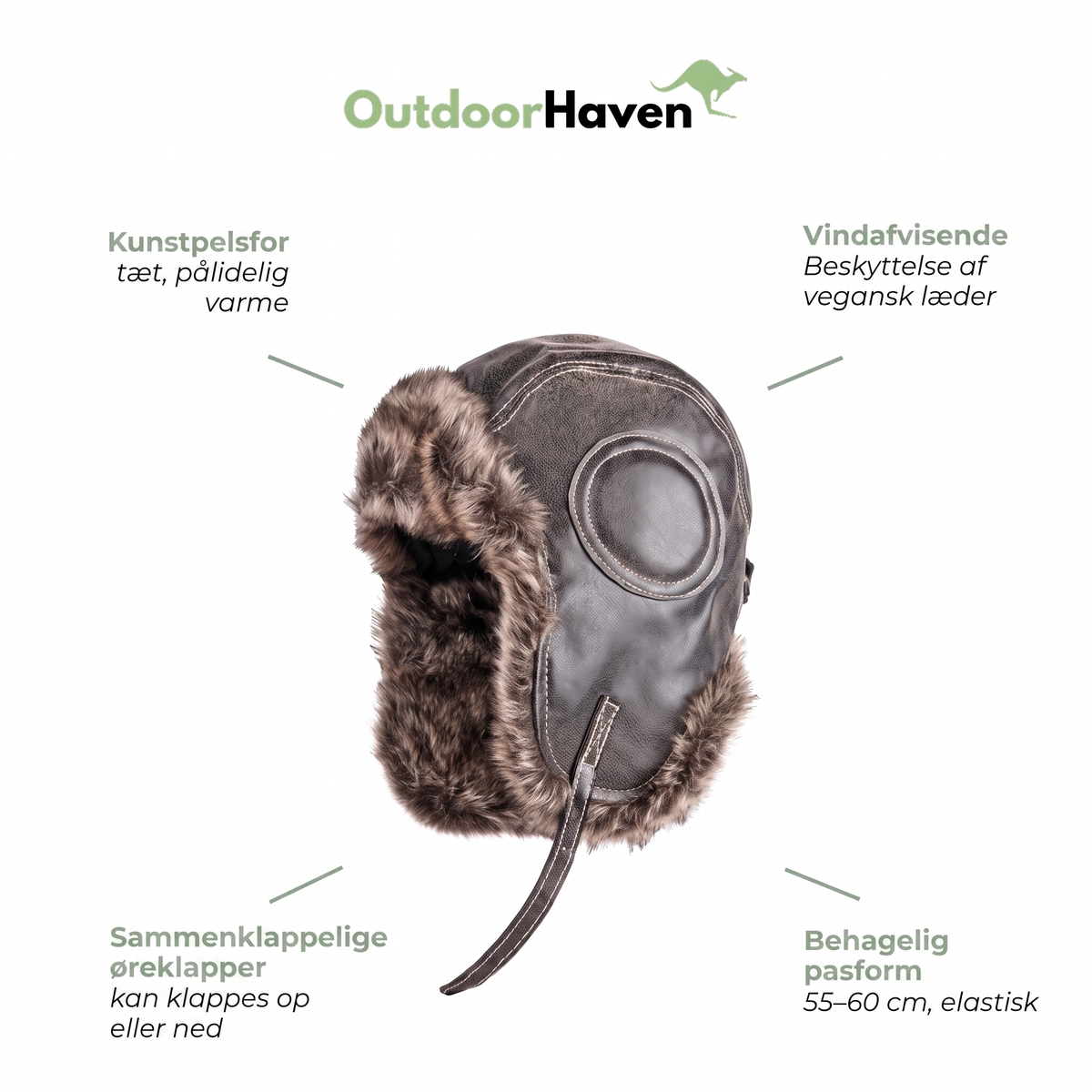 Ushanka set forfra med kunstpels-for
