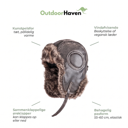 Ushanka set forfra med kunstpels-for