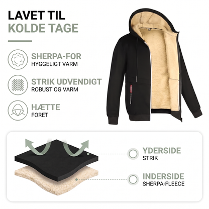 Cardigan med hætte herre sherpa-fleecefor