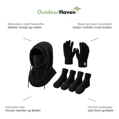 Balaclava set forfra med snoretræk