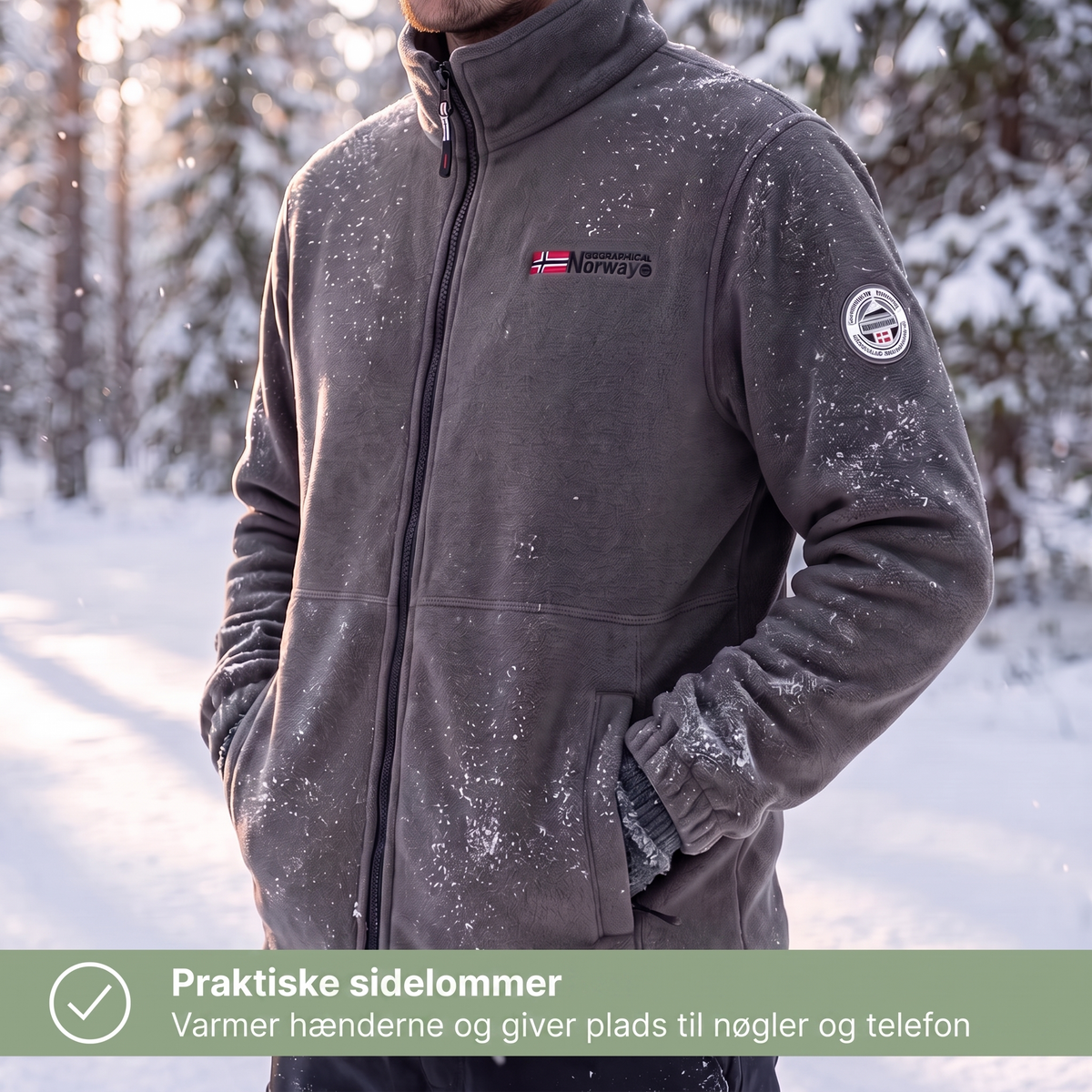 Fleecejakke herre i marineblå på model