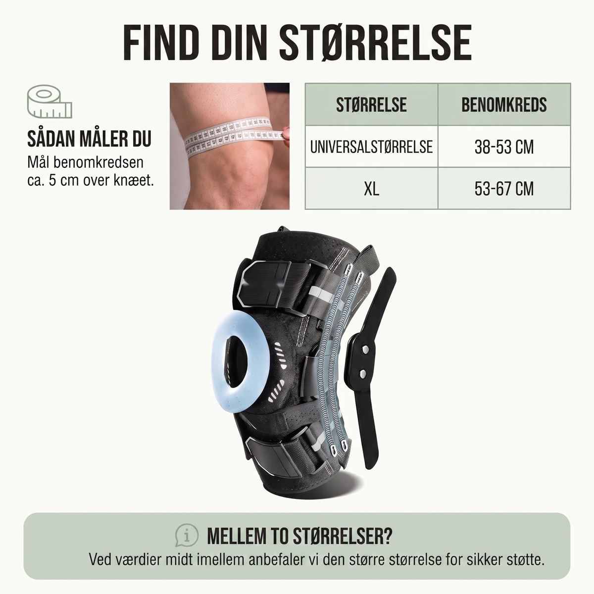 Knæbind – nærbillede af silikone-patellapude