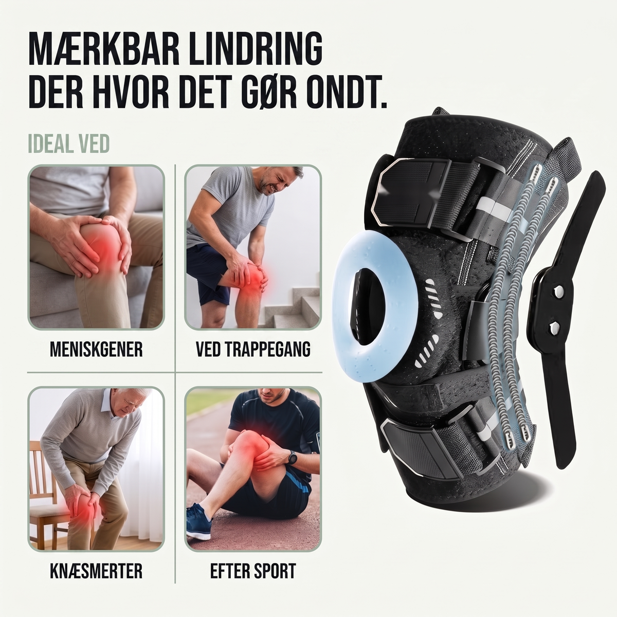 Knæbind set bagfra med velcrobånd
