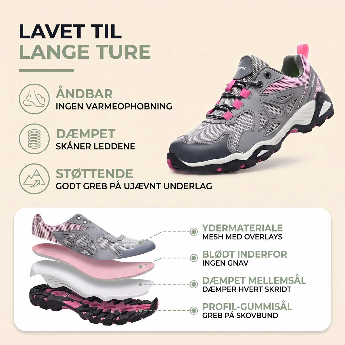 Vandresko dame i hvid på model