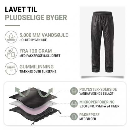 Regnbukser unisex i grå på model