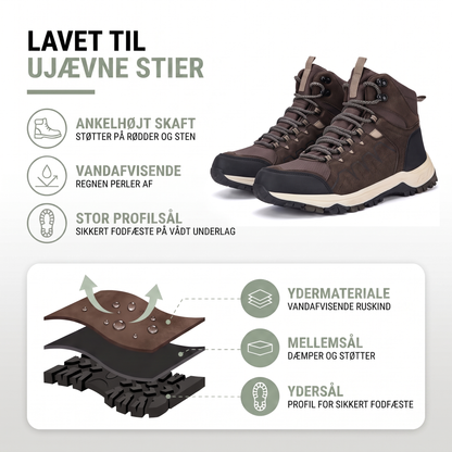 Vandrestøvler unisex i brun set forfra