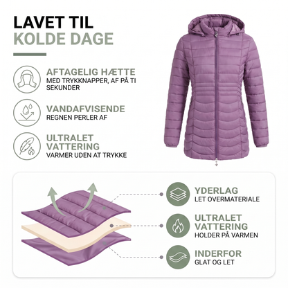 Parka jakke dame med ultralet vattering
