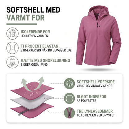 Softshell jakke dame i bordeaux – set forfra