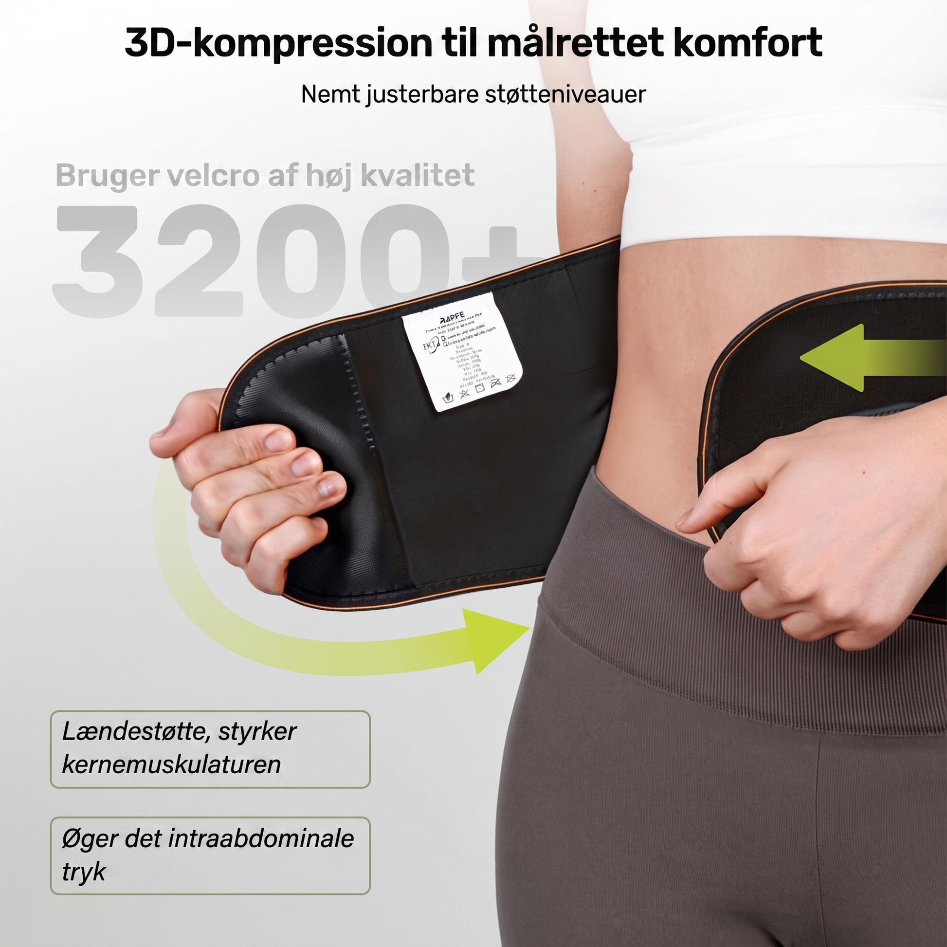 Rygstøtte med forlængerrem monteret