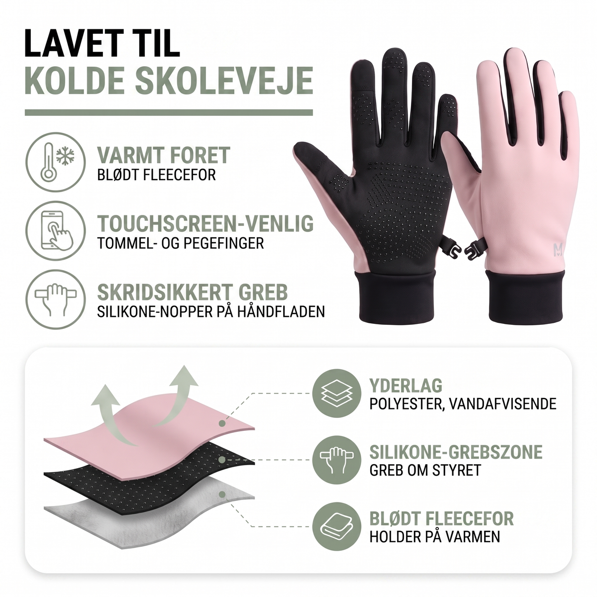 Vinterhandsker børn i rosa