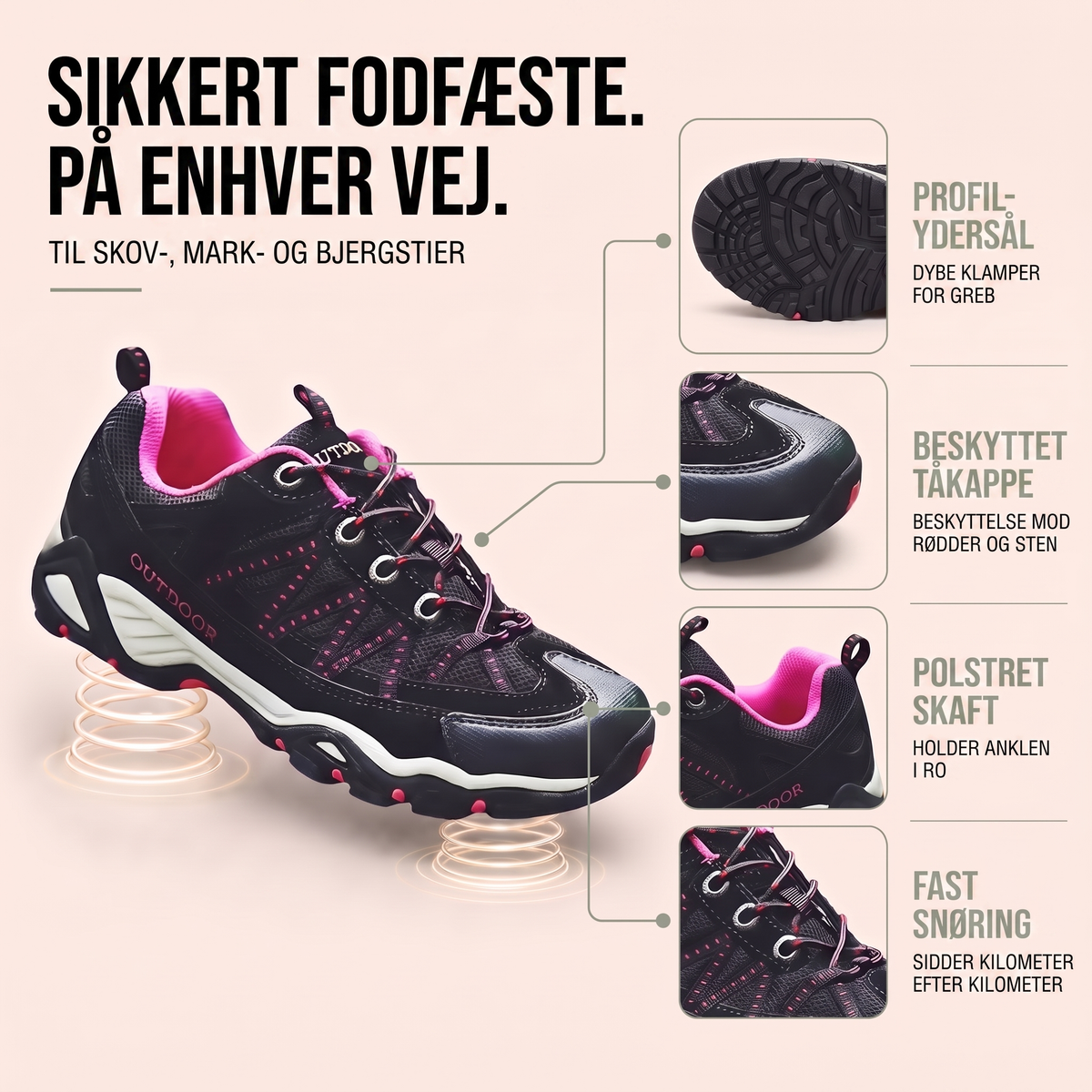 Vandresko dame set bagfra