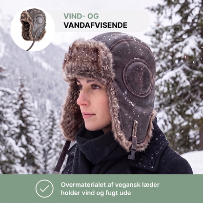 Ushanka med ørenklapper slået ned