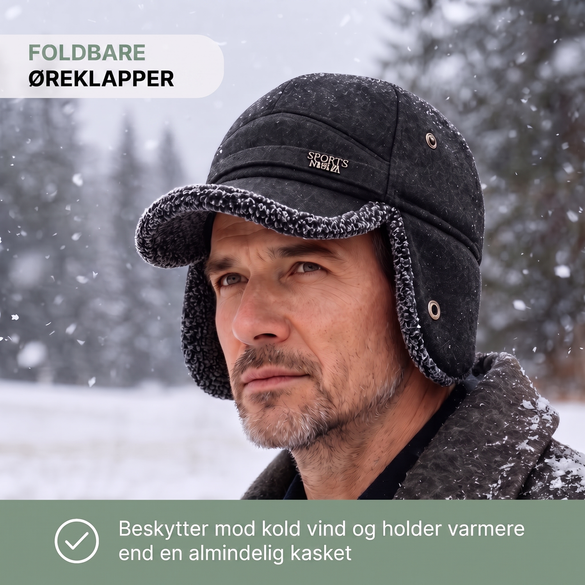 Vinterhue herre i antracit på model