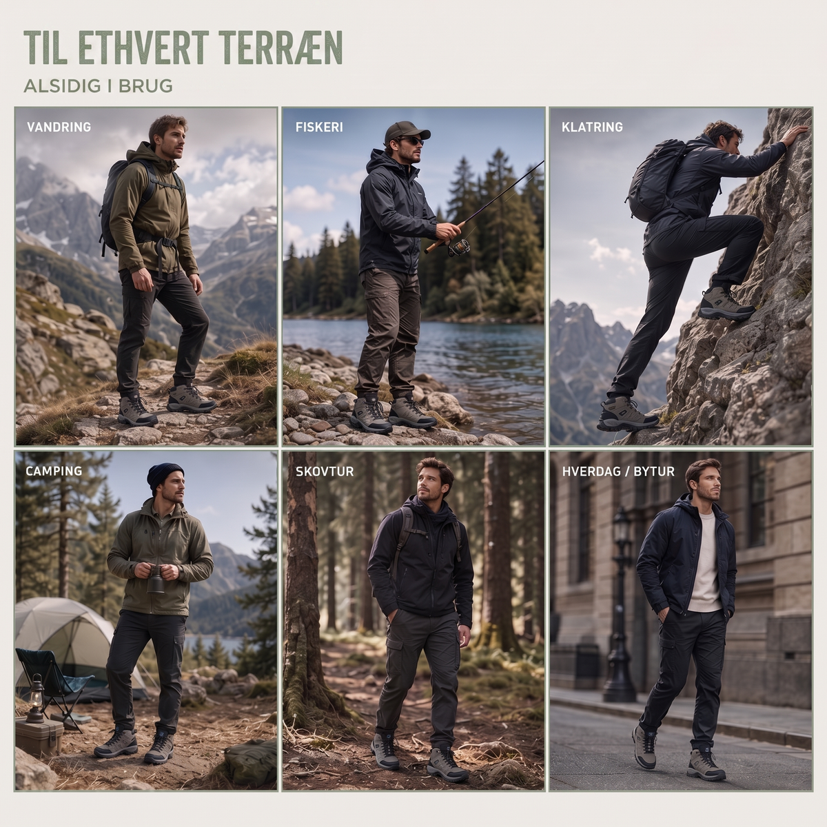 Vandresko herre i brun fra siden