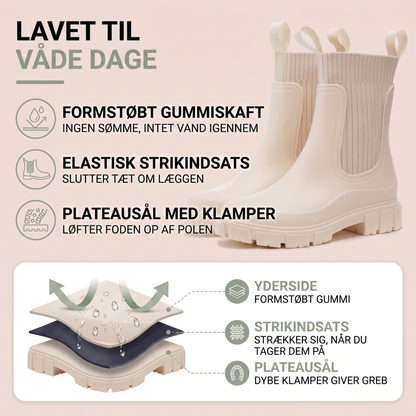 Gummistøvler dame set forfra i sort