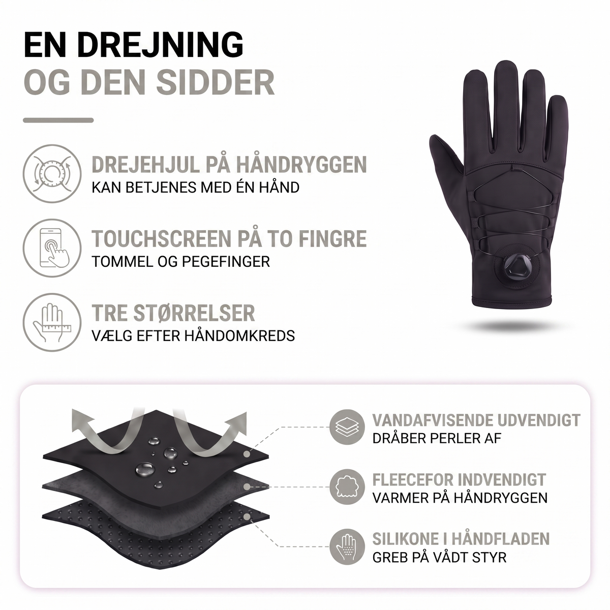 Cykelhandsker vinter close-up af drejehjul