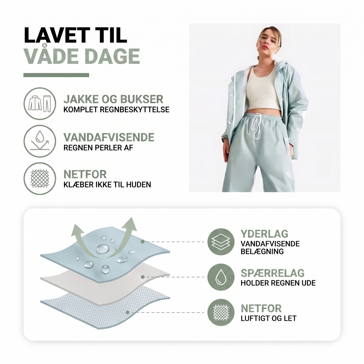 Regntøj dame i rosa jakke set forfra