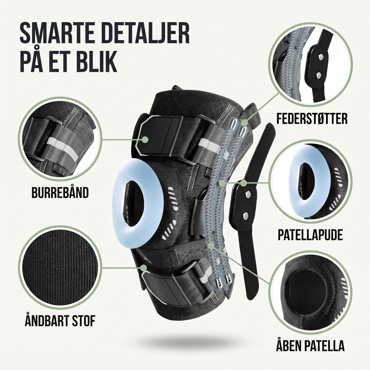 Knæbind – nærbillede af fjederstøtte
