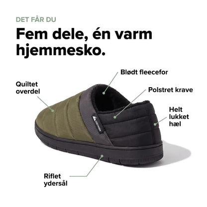 Hjemmesko med lukket hæl: de fem dele