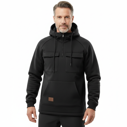 Taktisk Hoodie – Sort med Lynlås – Herre Trøje