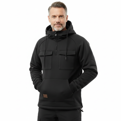 Taktisk Hoodie – Sort med Lynlås – Herre Trøje